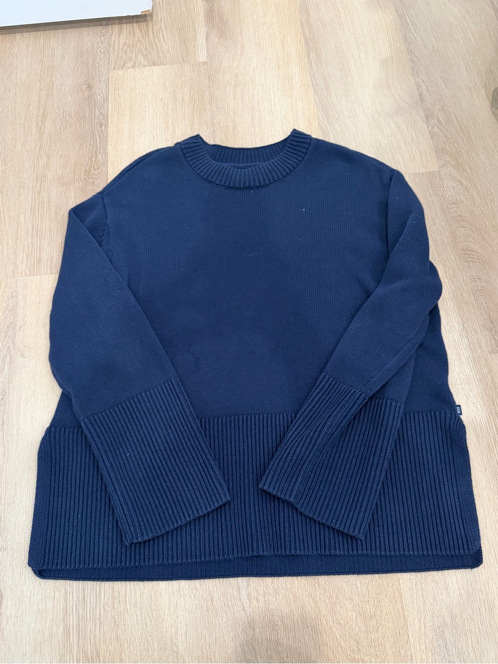 GAP Navy Ribbed Hem Crewneck Sweater